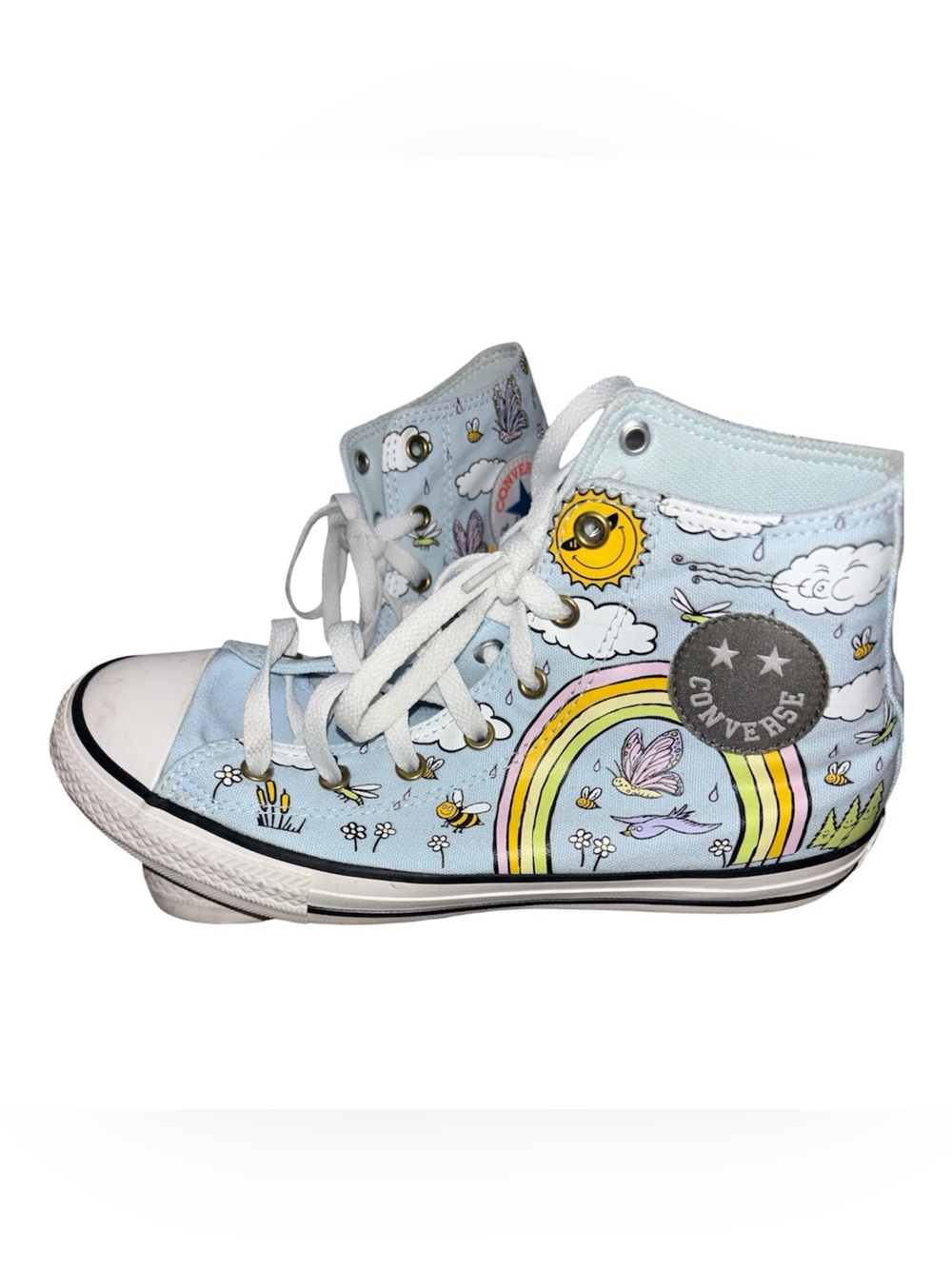 Converse Kids Light Blue Rainbow & Nature High-Top Sneakers